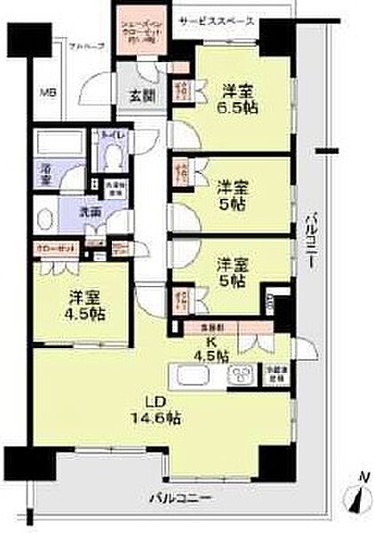 晴海フラッグ サンビレッジ C棟（HARUMI FLAG） 1408｜東京都中央区晴海５丁目(賃貸マンション4LDK・14階・91.16㎡)の写真 その2