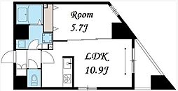 リブリ・サンヴィレッジ26 3階1LDKの間取り