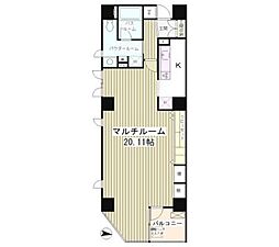 クレイドル日本橋 6階1Kの間取り