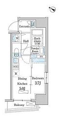 デュオフラッツ日本橋水天宮 10階1DKの間取り