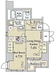 コートラクリア人形町 10階1LDKの間取り
