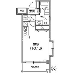 ルクレ森下レジデンス 10階ワンルームの間取り