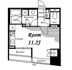 パークアクシス日本橋ステージ 9階ワンルームの間取り