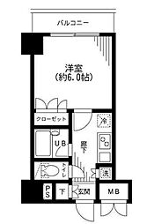 KDXレジデンス日本橋箱崎 1Kの間取図画像