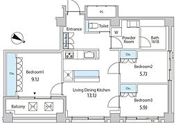 TKB高尾稲荷 3LDKの間取図画像