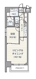 ミェーレ日本橋 1LDKの間取図画像
