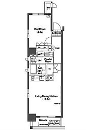 コンフォリア日本橋人形町 1LDKの間取図画像