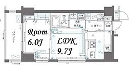 ZOOM日本橋浜町 1LDKの間取図画像