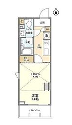 PRIMEFORESHITA 1Kの間取図画像
