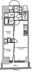 プラウドフラット日本橋馬喰町 2LDKの間取図画像