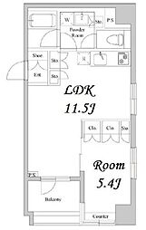 ドゥーエ日本橋浜町 1LDKの間取図画像