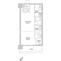 ドゥーエ日本橋浜町 1LDKの間取図画像