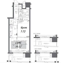 ZOOM日本橋蛎殻町 1LDKの間取図画像