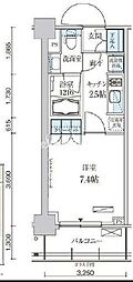 パークアクシス菊川ステーションゲート 1Kの間取図画像