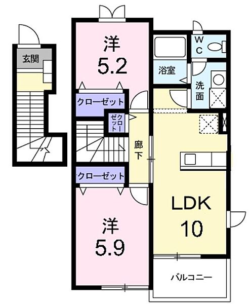 ユーフラックス ｜長野県東御市本海野(賃貸アパート2LDK・2階・53.78㎡)の写真 その2