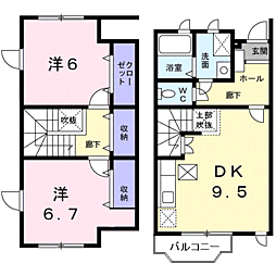 オルタンシア 1階2LDKの間取り