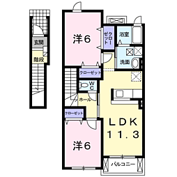 エクセレント・クレオパトラ　Ｄ 2階2LDKの間取り