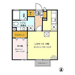 サンパティーク上田原　Ａ/Ｂ 1階1LDKの間取り