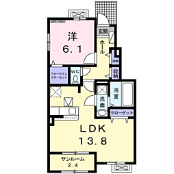 ジェルメI 1階1LDKの間取り