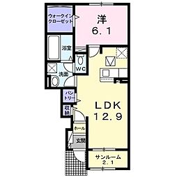 メゾン　ド　モア　小諸Ｂ 1階1LDKの間取り