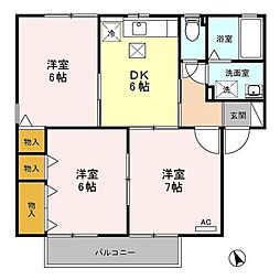 ソレアードB 3DKの間取図画像