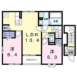 ゼン・クオーレ佐久平 2LDKの間取図画像