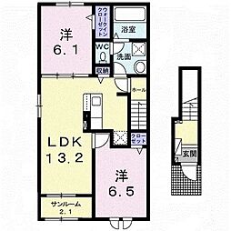 クレール・シャンス 2LDKの間取図画像