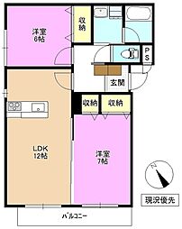 ブレインミューズ国分 2LDKの間取図画像