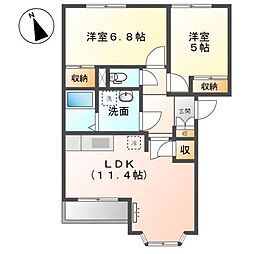ハッピーライフエバラス 2LDKの間取図画像