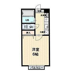 メゾンランジェB棟 1Kの間取図画像