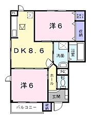 フィデールA 2DKの間取図画像