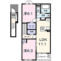 ヴィラ ノーチェ 2LDKの間取図画像
