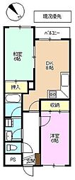 エクセルコーポ戸倉 2DKの間取図画像