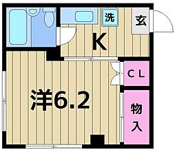 サンフィールズ 1階1Kの間取り