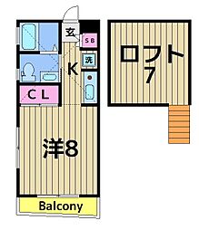 ヴィバーチェ千住 3階1Kの間取り