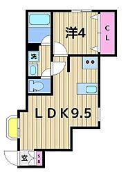 オプサス西新井 2階1LDKの間取り