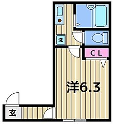 ドマーニ扇 1階1Kの間取り