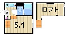 フィオーレ梅島 2階ワンルームの間取り