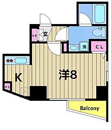 ベルシード北千住　sur 9階1Kの間取り