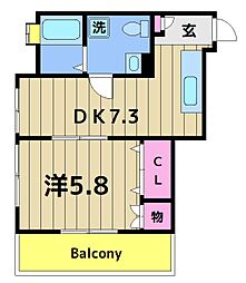 久ビル 4階1DKの間取り