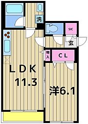 ベレオグランデ風待月 1LDKの間取図画像