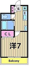 皐綾館 ワンルームの間取図画像