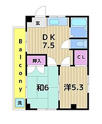 ライトピア 2DKの間取図画像