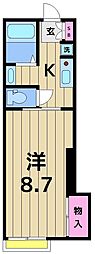 フォーシム北馬込 1Kの間取図画像