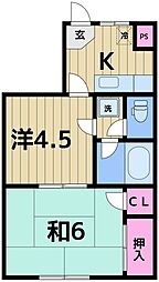 グリーンヒル芦澤 2Kの間取図画像