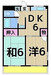 弘道ハイツ 2DKの間取図画像