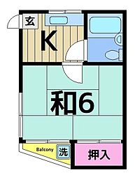 山岡コーポ 1Kの間取図画像