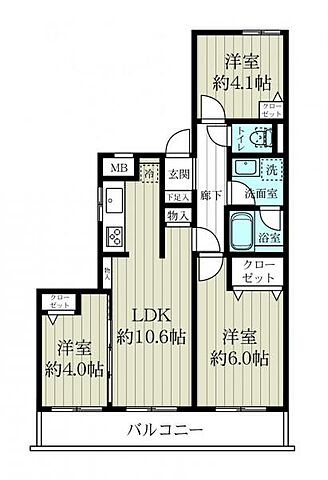 間取り パシフィックパレス淵野辺 4階/-
