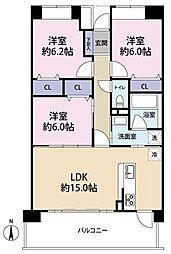 グランジュールマンション小鶴新田 3LDKの間取図画像
