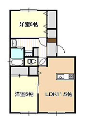 マルセリーノD 2LDKの間取図画像